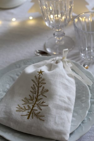 Image of Pochon en lin ivoire 