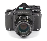 Image 2 of Pentax 67 MLU 6X7 camera + metered prism + SMC 105mm F2.4 lens #1564