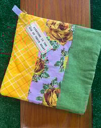 Image 1 of Potholder, Yellow Roses on a Lilac Background