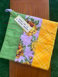 Image 2 of Potholder, Yellow Roses on a Lilac Background