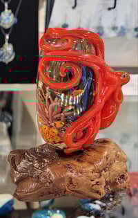 Image 3 of RESERVED for Larry P. - Octopus Aquarium sculpture & Nightowl - Flamework Glass Sculptures
