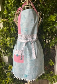 Image 6 of Adult Full Apron, Blue Christmas Baking Print