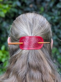 Hair Barrette with Wooden Stick #7 (Scarlet Red)