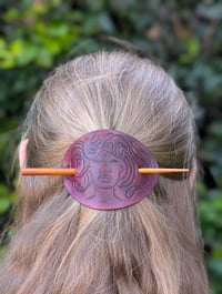 Large Hair Barrette with Wooden Stick #1 (Purple)