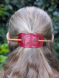 Hair Barrette with Wooden Stick #8 (Scarlet Red)