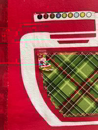 Image 4 of Flour Sack Towel, Red Stenciled Mixer with Liberty of London Navy Blue Winter Houses