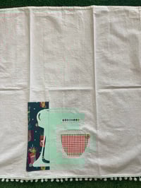Image 5 of Flour Sack Towel, Mint Green Stenciled Mixer on Dark Green Christmas Fabric