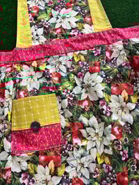 Image 2 of Adult Full Apron, Christmas,  White Poinsettias and Red Pomegranates