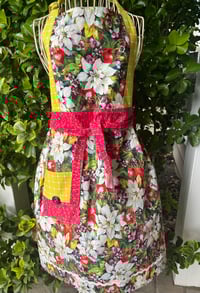 Image 6 of Adult Full Apron, Christmas,  White Poinsettias and Red Pomegranates