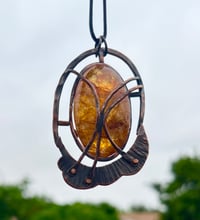 Image 2 of Elevate. Crackled quartz and copper pendant 