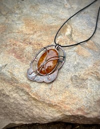 Image 3 of Elevate. Crackled quartz and copper pendant 