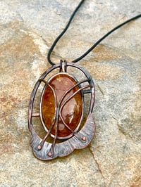 Image 4 of Elevate. Crackled quartz and copper pendant 