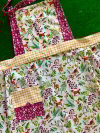 Image 1 of Adult Full Apron, Christmas Print with Forest Animals