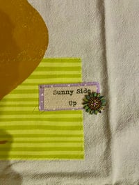 Image 4 of Flour Sack Towel, Gold Rooster Stencil  with Mint Green and Lilac Floral Fabric