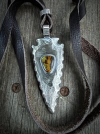 Image 1 of WL&A Handmade Large Sterling Silver Black Jack Arrowhead Pendant - Sz 3.5" - 85 grams