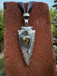 Image 3 of WL&A Handmade Large Sterling Silver Black Jack Arrowhead Pendant - Sz 3.5" - 85 grams