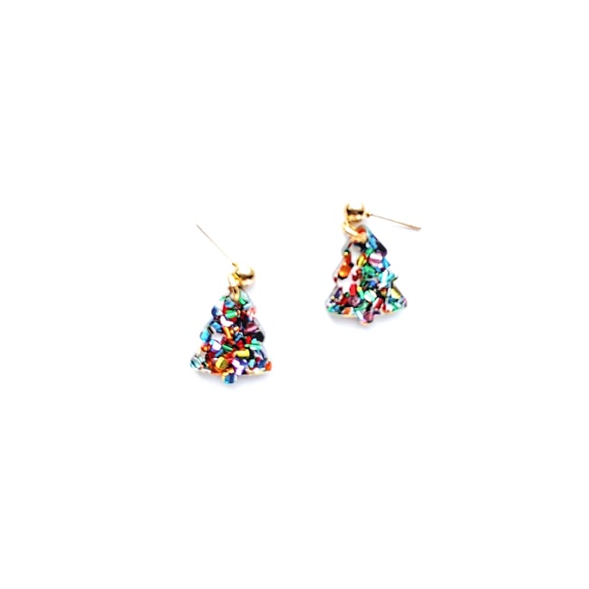 Mini Confetti Christmas Tree Studs