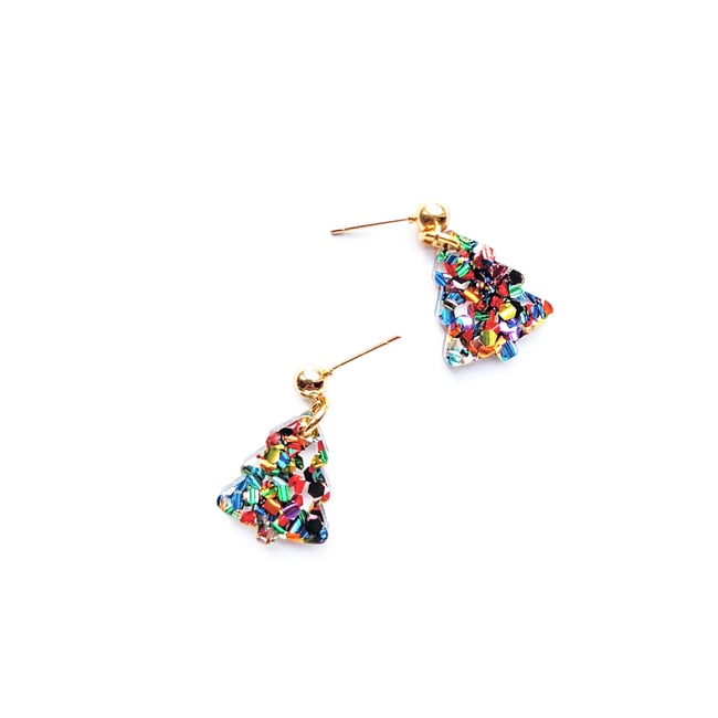 Mini Confetti Christmas Tree Studs