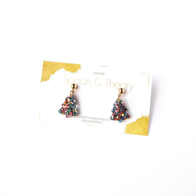 Mini Confetti Christmas Tree Studs