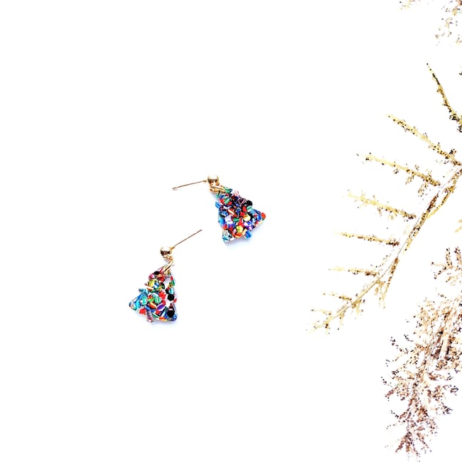 Mini Confetti Christmas Tree Studs