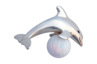 Non-Tarnish Sterling Silver Dolphin Pendant with 8mm Fire and Snow Bead