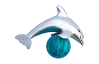 Non-Tarnish Sterling Silver Dolphin Pendant with 8mm Peacock Bead