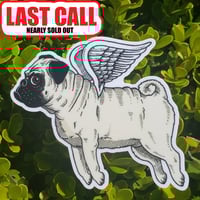 Image 1 of Flying Pug 3" Vinyl Sticker 
