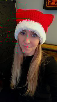 Image 3 of Santa Claws Hat– Crochet Cat Ear Beanie