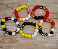 Image 1 of Mouse Mickey Head Silicone Beaded Bracelet for Women Teens and Girls