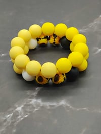 Image 1 of Sunflower Charm Silicone Beaded Bracelet Stacks
