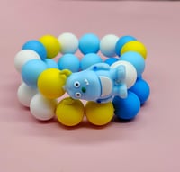 Image 1 of Blue Silicone beaded Monster Charm Bracelet for girls women and teens