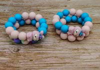 Image 1 of Anime Charm Pink and Blue 2pc Stack Bracelet