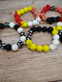 Image 2 of Mouse Mickey Head Silicone Beaded Bracelet for Women Teens and Girls