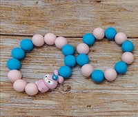 Image 2 of Anime Charm Pink and Blue 2pc Stack Bracelet