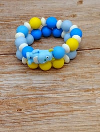 Image 2 of Blue Silicone beaded Monster Charm Bracelet for girls women and teens
