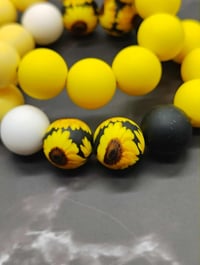 Image 3 of Sunflower Charm Silicone Beaded Bracelet Stacks