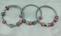 Image 3 of Your Arm Kandii Pink hearts Twisted Cable Wire Stainless Steel Open Cuff charm Bracelet