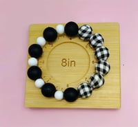 Image 3 of 3-piece Black Checker &amp; White Silicone Beaded Bracelet for women, girls, and teens