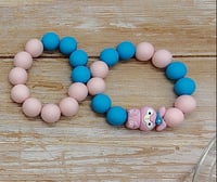 Image 3 of Anime Charm Pink and Blue 2pc Stack Bracelet