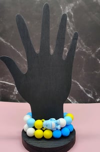 Image 3 of Blue Silicone beaded Monster Charm Bracelet for girls women and teens