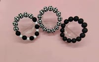 Image 4 of 3-piece Black Checker &amp; White Silicone Beaded Bracelet for women, girls, and teens