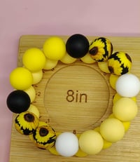 Image 4 of Sunflower Charm Silicone Beaded Bracelet Stacks