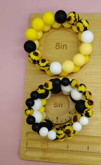 Image 5 of Sunflower Charm Silicone Beaded Bracelet Stacks