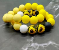 Image 6 of Sunflower Charm Silicone Beaded Bracelet Stacks