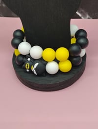Image 6 of Black and yellow silicone beaded superhero charm bracelet for women teens and girls