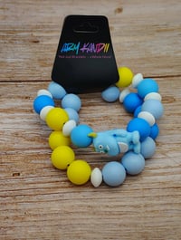 Image 8 of Blue Silicone beaded Monster Charm Bracelet for girls women and teens