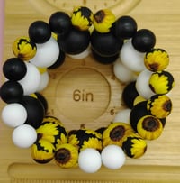 Image 8 of Sunflower Charm Silicone Beaded Bracelet Stacks