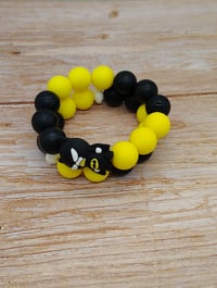 Image 9 of Black and yellow silicone beaded superhero charm bracelet for women teens and girls