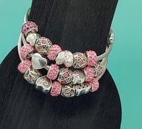 Image 9 of Your Arm Kandii Pink hearts Twisted Cable Wire Stainless Steel Open Cuff charm Bracelet