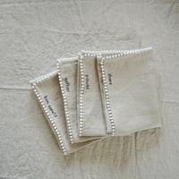 Natural Pom Pom Trim Linen Napkin {Set of 4}